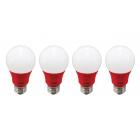Energetic LED Color Light Bulbs, 3W (40W Equivalent), Red, A19 Shape, E26 Base, UL Listed, 4-count