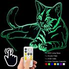 Aimeeli 3D Cat Acrylic LED Desk Lamp Night Light 7 Colors Touch Switch Remote Control