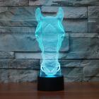 3D illusion Visual Night Light Horse Head Shape Desk Lamp with 7 Colors LED Change Bedroom Home Decor