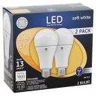 GE LED 17W 1600 Lumens Soft White A21 Bulbs, 2 count