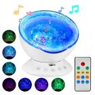 Ocean Wave Projector,12 LED &7 Colors Night Light,Remote Control,Kids Bedoom,Built-in Mini Music Player(Pearl White)