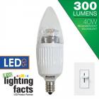 Bulbrite LED Torpedo Chandelier Light Bulb, Warm White, 5WE, 1 Ct