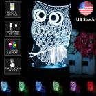 3D Remote Night Stand Light Owl Style Control Optical Illusion Visualization LED Night Light Lamp 7 Colors Changing Remote Control Night Light Lamp Stand