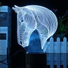 3D LED Night Light Lamp 7 Color Changing Horse Head/Dolphin Acrylic Push Botton Bedroom Desk Table Home Decor Lighting Christmas Gifts