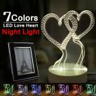 3.7x7.9" 7 Colors Change 3D Romantic Night Lights Love Heart Lamp USB Charger Desk Table Light Decorations Home Decor Valentine's Day Christmas Gifts