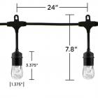 Enbrighten Classic LED Café String Lights, 24ft. 12 Acrylic Bulbs, Indoor/Outdoor, Weatherproof, Shatterproof, Black Cord, 31662