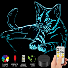 Aimeeli LED Desk Lamp Night Light 3D Cat TOUCH SWITCH + REMOTE CONTROL 7 Colors Change