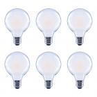 40-Watt Equivalent G25 Globe Frosted Glass Filament Dimmable LED Light Bulb Soft White (6-Pack)