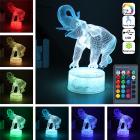 3D Elephant LED Night Light 16 Colors Changing Touch Switch Remote Control Table Sleeping Lamp Bedroom Lamp Toy Home Decor Birthday Christmas Gift