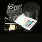 3D LED Night Light Lamp Owl Animal 7 Colors Change Acrylic Plate Bedsidelamp Optical Illusion Desk Light Remote Controll Touch Switch USB Table Lamp Stand Home Decor Gift