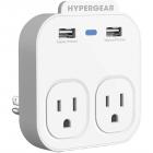 HyperGear 13623 2-Outlet Wall Tap with 2 USB Ports, Smartphone Holder and Night-Light