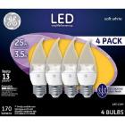 GE LED 3W Decorative Light Bulb, Soft White, Medium Base, 4 Pack