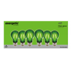Energetic LED Color Filament Light Bulbs, 2W, Green, A19 Shape, E26 Base, UL Listed, 6-count