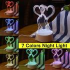 3.7x7.9" 3D Vision Romantic Heart Night Light Love Lamp Touch Switch 7 Colors Change Ladies Girls' Gifts Room Bar Cafe Decorations Lights