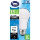 Great Vlaue LED Light Bulb, 75W, Daylight, 1 Count