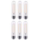 6 Pack Bioluz LED T10 LED Bulbs Dimmable LED Filament 40W Replacement 450 lumens Soft White 3000K UL Listed