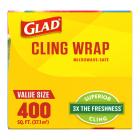 Glad Clingwrap Plastic Food Wrap - 400 Square Foot Roll