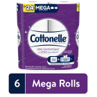 Cottonelle Ultra ComfortCare Toilet Paper, 6 Mega Rolls (24 Regular Rolls)