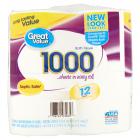 Great Value 1000 Sheets Toilet Paper, 12 Rolls