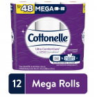 Cottonelle Ultra ComfortCare Toilet Paper, 12 Mega Rolls (48 Regular Rolls)