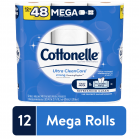 Cottonelle Ultra CleanCare Toilet Paper, 12 Mega Rolls (48 Regular Rolls)