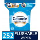 Cottonelle FreshCare Flushable Wet Wipes Resealable Refill Pack, 252 Wipes Per Pack