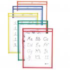 Reusable Dry Erase Pockets 9"X12" 5/Pkg Assorted Primary Colors