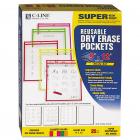 C-Line Reusable Dry Erase Pockets, 9 x 12, Assorted Neon Colors, 10/Pack -CLI40810