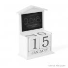 Mind Reader Wooden Decorative Table Calendar Décor with Mini Chalkboard, White