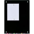 Magnetic Black Glass Dry-Erase Board Set - 17 3/4" X 23 5/8" - Includes Board, 2 Magnets, and Aluminum Marker Tray