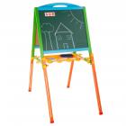 Two-Sided Kids Easel - Wooden Children's Adjustable Magnetic Chalkboard and Whiteboard A-Frame for Drawing, Math and Writing by Hey! Play!
