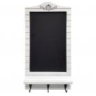 White Chalkboard with Ledge and Three Hooks, Distressed White