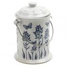 Norpro 3-Quart Ceramic Floral Compost Keeper, Blue and White