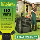 Garden Composter Bin Made from Recycled Plastic, 110 Gallon (420 Liter) Large Compost Bin - Create Fertile Soil with Easy Assembly, Lightweight, Aerating Outdoor Compost Box