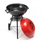 17''x28''Premium Charcoal Grill Portable Metal Kettle Trolley BBQ Grill Garden Patio Backyard Camping Outdoor,Red