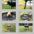 17''x28''Premium Charcoal Grill Portable Metal Kettle Trolley BBQ Grill Garden Patio Backyard Camping Outdoor,Red