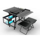 Camping Foldable Picnic Charcoal Gas Mobile cooking Kitchen BBQ Grill with Seats