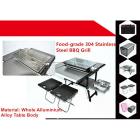 Camping Foldable Picnic Charcoal Gas Mobile cooking Kitchen BBQ Grill with Seats