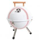 Baseball BBQ 12" Grill - White - Powder Coating - Wood Handle - Steel