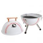 Baseball BBQ 12" Grill - White - Powder Coating - Wood Handle - Steel