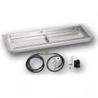 American Fireglass Rectangular Stainless Steel Drop In Fire Pit Pan with Spark Ignition Kit