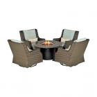 Rome 5 Piece Fire Pit Chat Set with 48 in. Round Granite Fire Pit