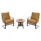 Hanover Outdoor Summer Nights 3-Piece Fire Urn Chat Set with C-Spring Chairs in Desert Sunset