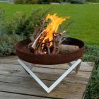 Curonian Memel Fire Pit Medium Combination of Rusting and Stainless Steel