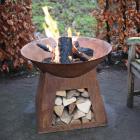 Esschert Design 29 in. Fire Bowl with Wood Storage
