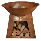 Esschert Design 29 in. Fire Bowl with Wood Storage