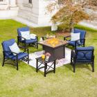 Every Season 33.9 in. Steel Square Fire Pit Chat Set