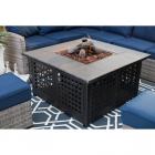 Belham Living Brookville All Weather Wicker Sectional with Gray Slate Top Fire Pit Table