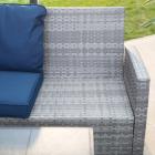 Belham Living Brookville All Weather Wicker Sectional with Gray Slate Top Fire Pit Table