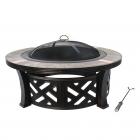 40" Ornate Bronze-colored Steel Fire Pit with Slate Top